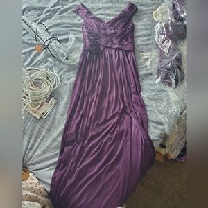 David's Bridal Plum Bridesmaid Dress